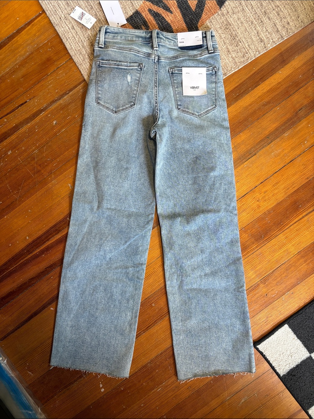 VERVET - Light Blue Wide Leg Distressed Jeans - Size 26 - Picture 2 of 9